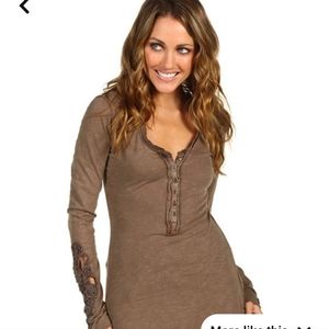 Free People Crochet Cuff Henley
